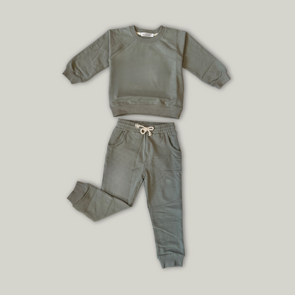 Organic Cotton Sweatshirt Set in Sage Green