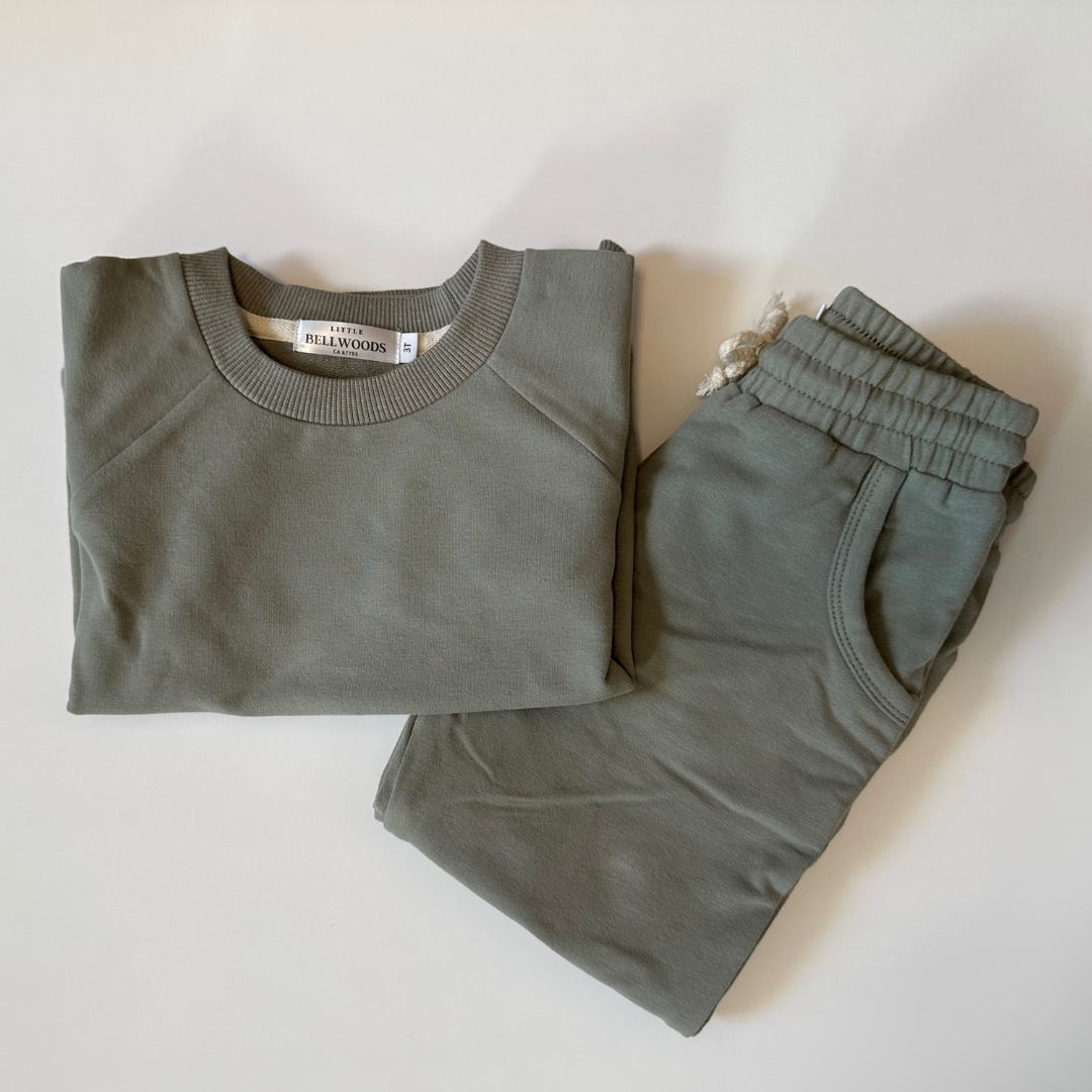 Organic Cotton Sweatshirt Set in Green